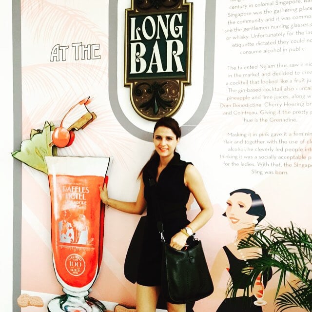 Shipra Khanna 100-year celebration of Long bar at Raffles, Singapore