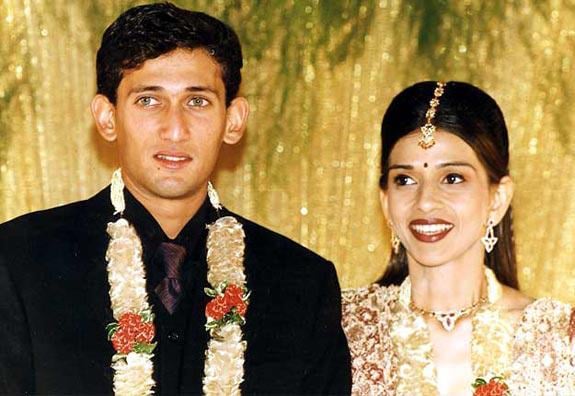 Ajit Agarkar with his wife
