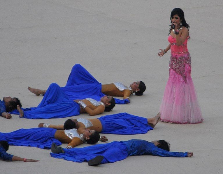(3 October 2010); Shibani Kashyap performing at the opening ceremony of the 19th Commonwealth Games held in New Delhi 2010