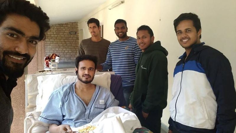 4 December 2017: Ajeet Singh Yadav, along with his friends, a day after his accident