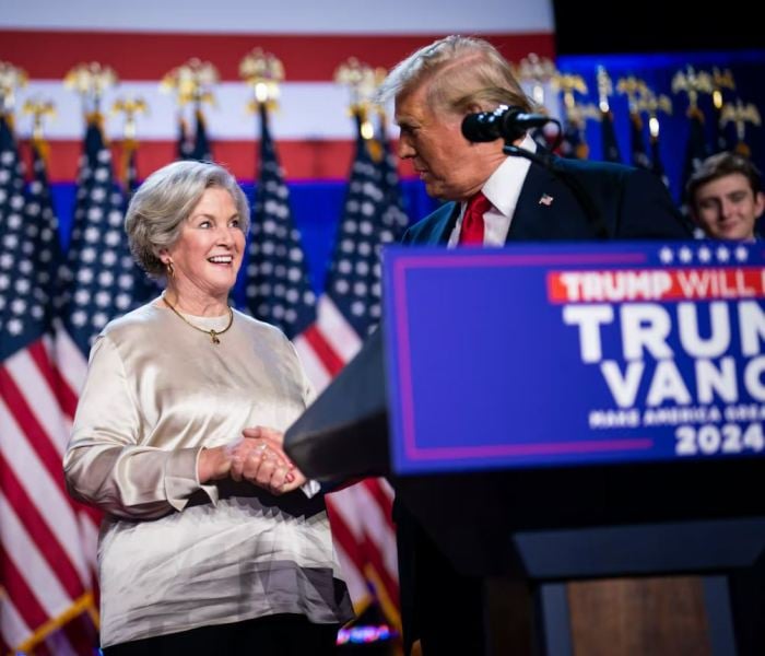 6 November 2024: Donald Trump after announcing Susie Wiles as White House Chief of Staff during an election night event at the Palm Beach Convention Center in West Palm Beach, Florida