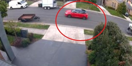 A CCTV footage of a red Audi speeding away from the scene after the shootout