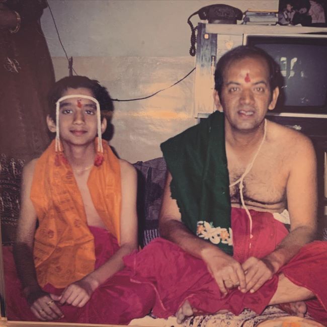 A childhood image of Amey with his father