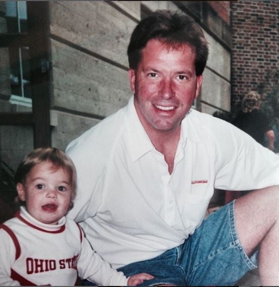 A childhood photo of Ally Lewber with her father