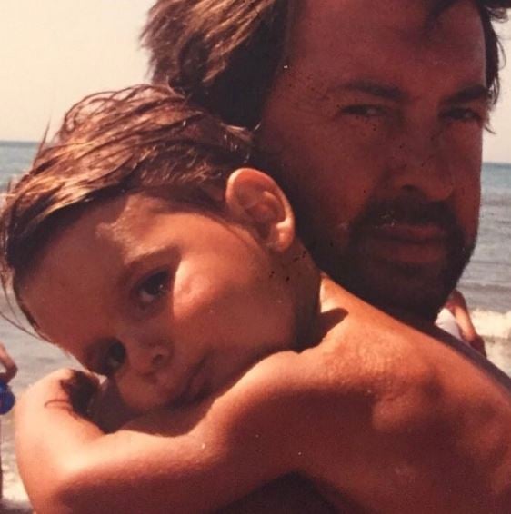 A childhood photo of Alvaro Morata with his father