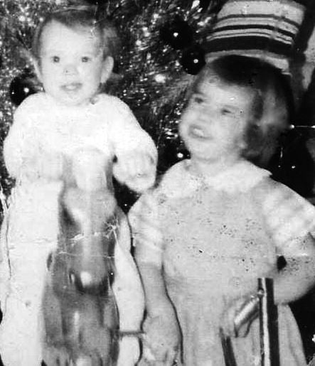 A childhood photo of Bonnie Hunt with her sister