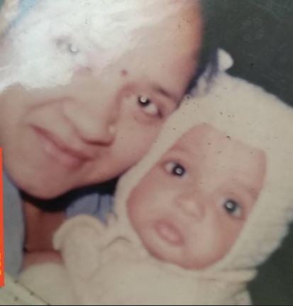 A childhood photo of Harsh Dubey with his mother