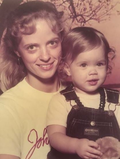 A childhood photo of Teddi Mellencamp with her mother