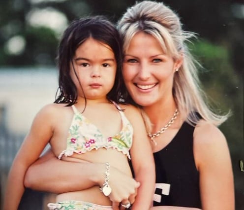 A childhood picture of Addison Rae with her mother