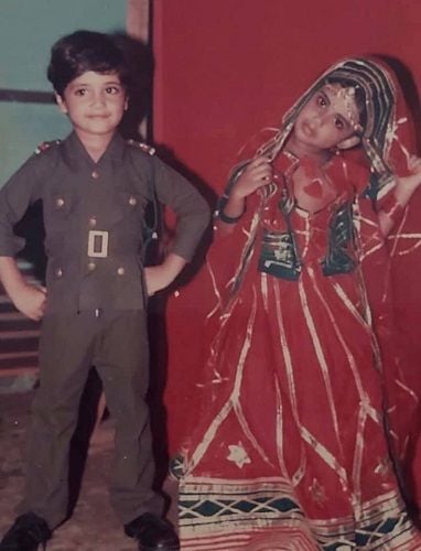 A childhood picture of Adivi Sesh (on left)