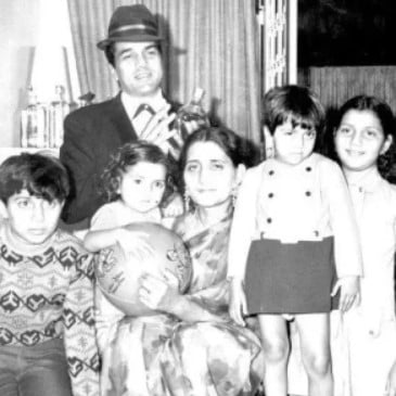 A childhood picture of Ajeita Deol with her parents and siblings
