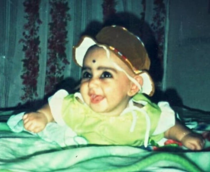 A childhood picture of Anaswara Rajan