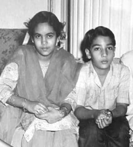 A childhood picture of Arvind Singh Mewar with his sister