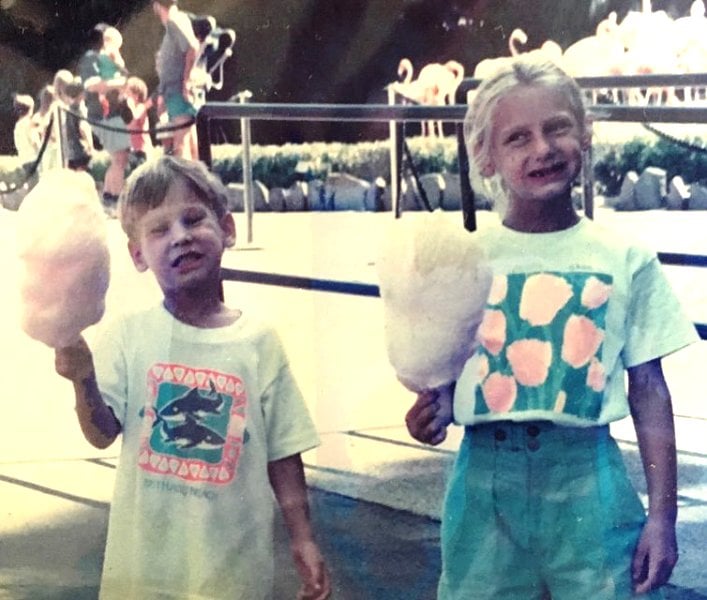 A childhood picture of Austen Kroll and his elder sister Kyle A. Kroll from their visit to the San Diego Zoo in California