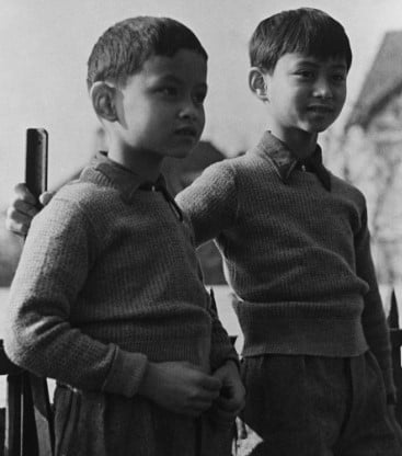 A childhood picture of Bhumibol Adulyadej with his elder brother