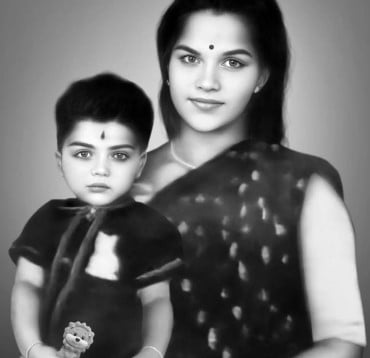 A childhood picture of Edavela Babu with his mother