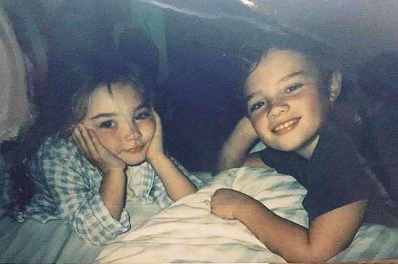 A childhood picture of Florence Pugh with her brother, Toby Sebastian