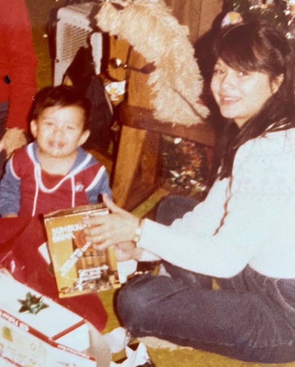 A childhood picture of Gabriel Luna with his mother captured on his 1st birthday