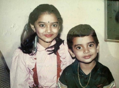 A childhood picture of Hemanth Menon with his sister