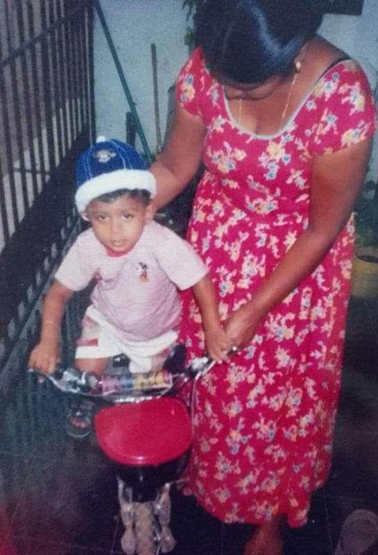 A childhood picture of Maheesh Theekshana