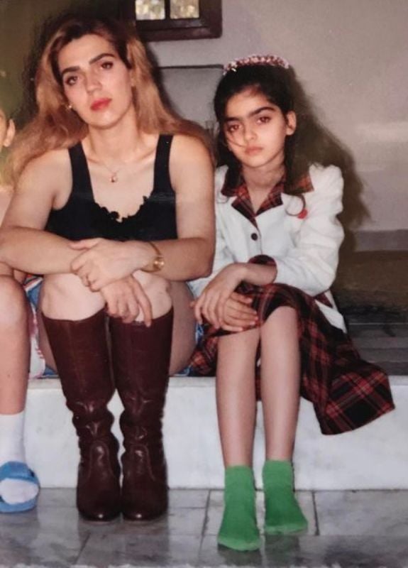 Mahlagha Jaberi, along with her mother, during her school days