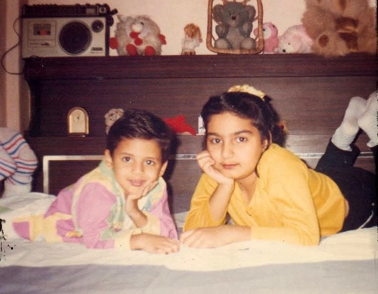 A childhood picture of Mayur Jumani with his sister