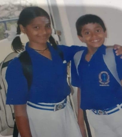 A childhood picture of Nayana Sharath with her brother