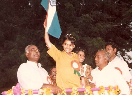 A childhood picture of Pentala Harikrishna after winning a chess championship