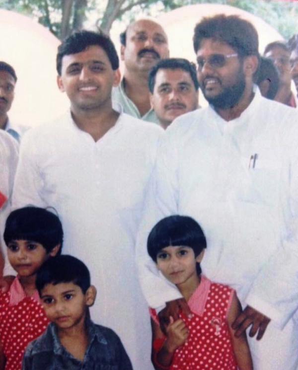 A childhood picture of Priya Saroj (right)