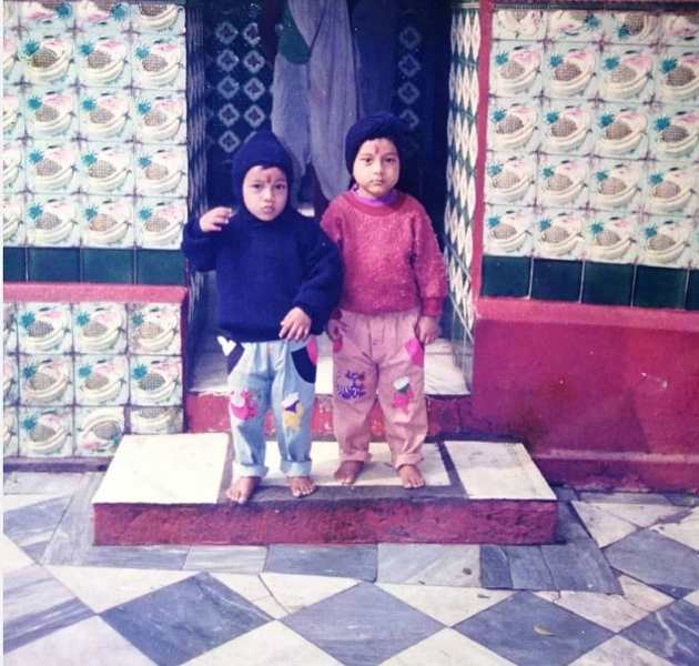 A childhood picture of Punit Tiwari (right) with his brother