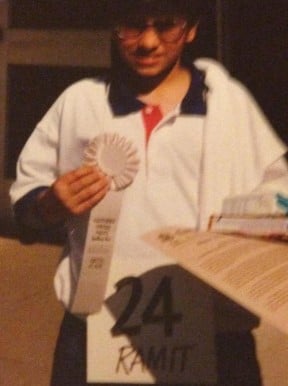 A childhood picture of Ramit Sethi after winning a spelling bee championship in class sixth
