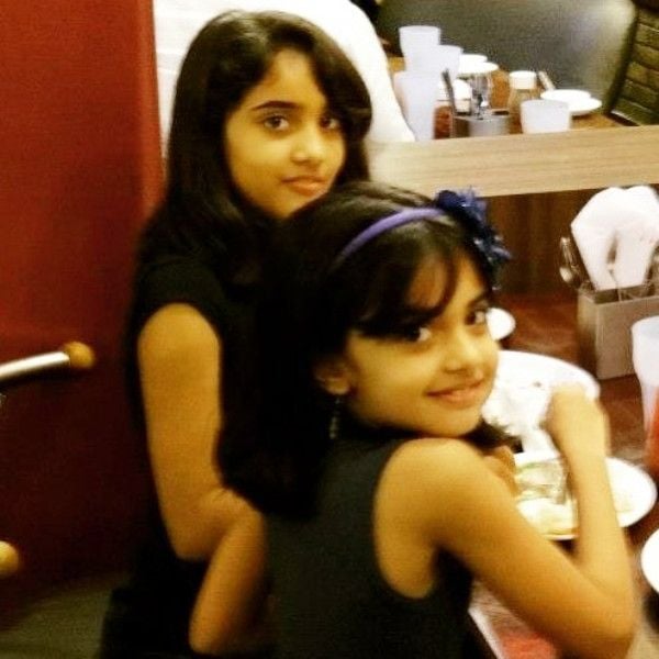 A childhood picture of Rhea Singha (right) with her sister