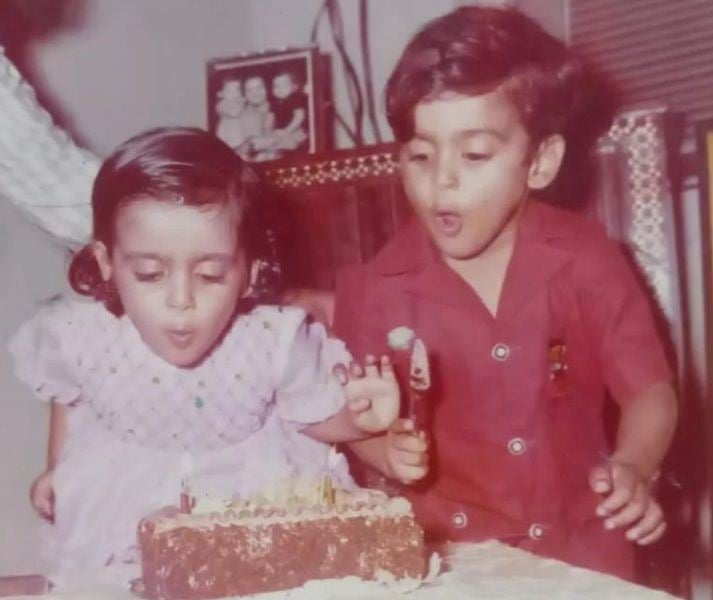 A childhood picture of Tanushree Kaushal (left) and her brother, Ashwin Kaushal (right)