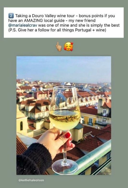 A client review praising Maria Craveiro for being her tour guide during the Douro Wine Region Valley Tour