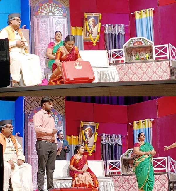 A collage of a few scenes from the play 