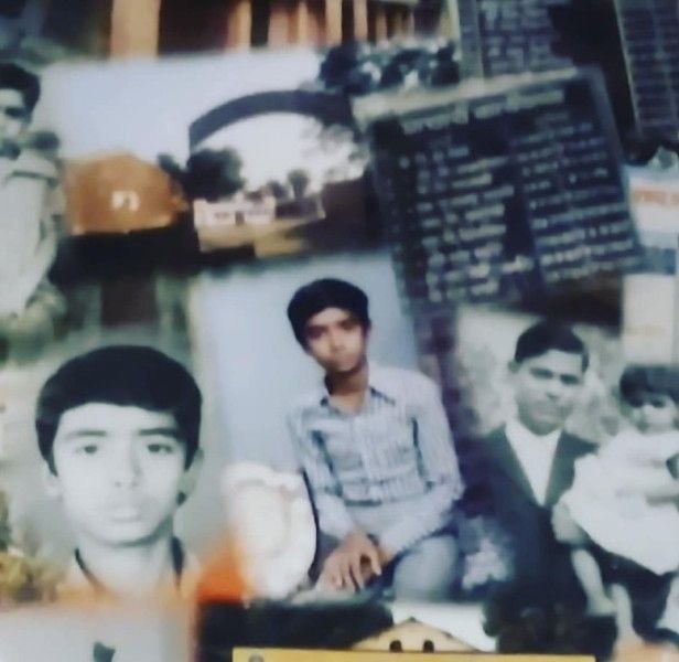 A collage of childhood photos of Deepak Chaurasia