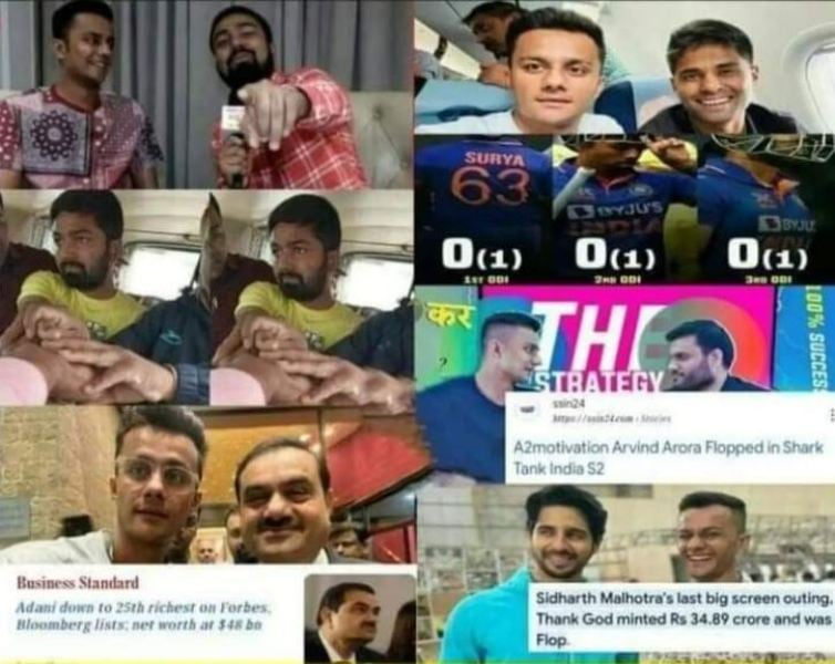 A collage of some memes on Prafull Billore