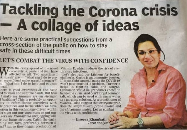 A column contributed by Inseeya Khambati in a newspaper