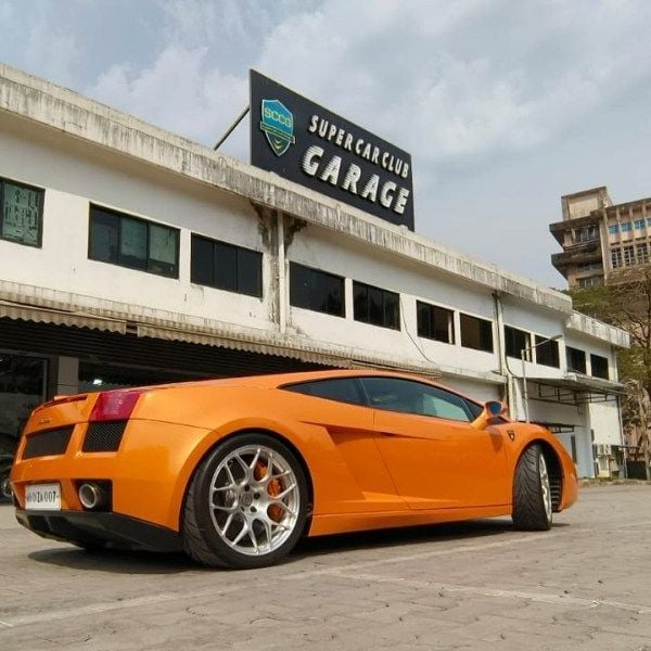 A customised Lamborghini parked at the Super Car Club Garage