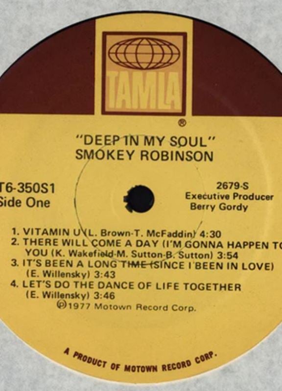 A label of the vinyl album Deep in My Soul (1977) by Smokey Robinson