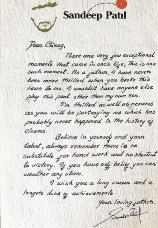 A letter written by Sandeep to his son Chirag