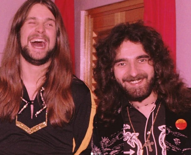An old picture of Ozzy Osbourne with Geezer Butler