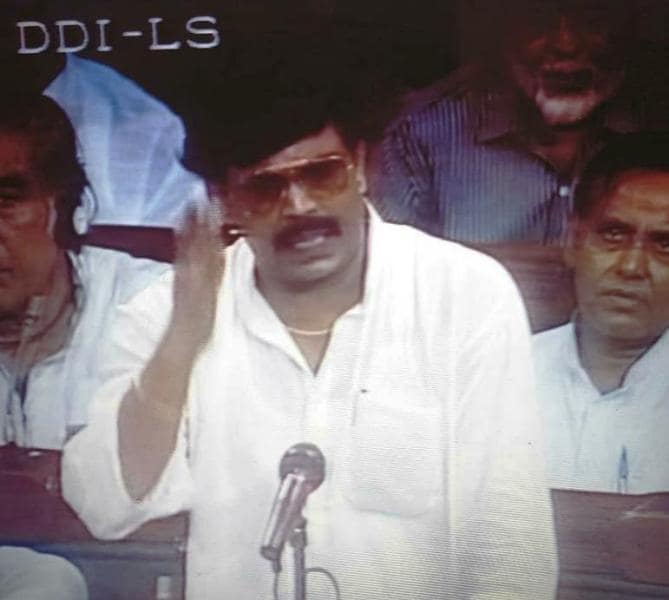 A photo of Anand Mohan taken when he was giving a speech in Lok Sabha in 1996