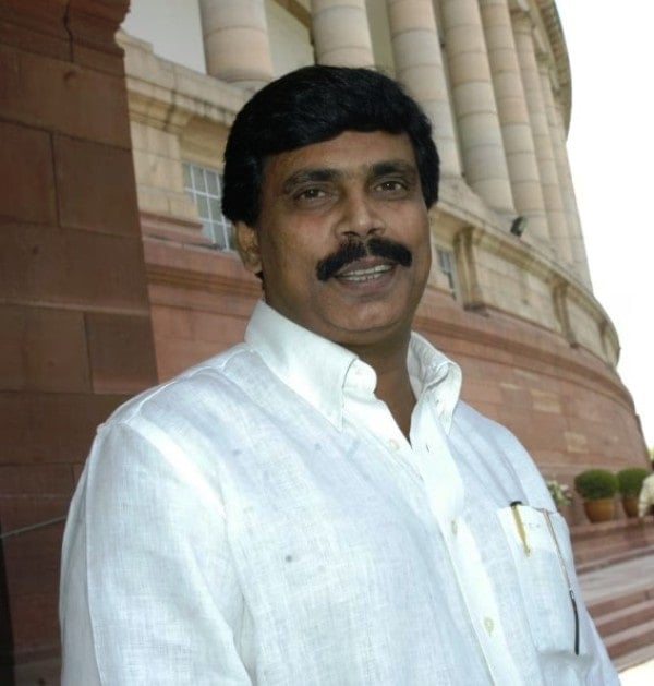 A photo of Anand Singh Tomar taken when he was standing outside the Parliament of India