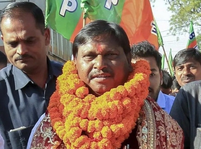 A photo of Arjun Munda taken while he was campaigning