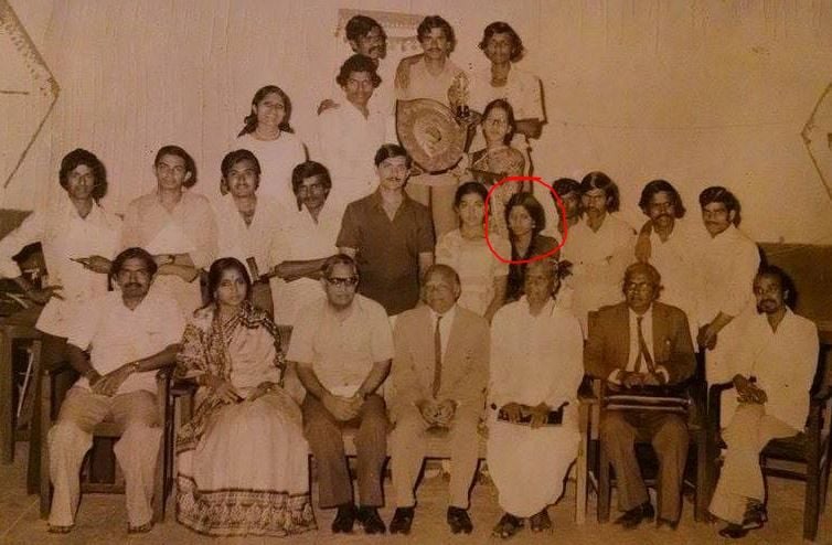 A photo of B. R. Chaya with other musicians from an event in 1979