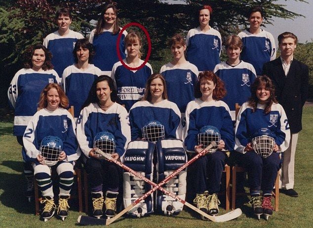 A photo of Diana Fox taken when she was in the ice Hockey team at Oxford University