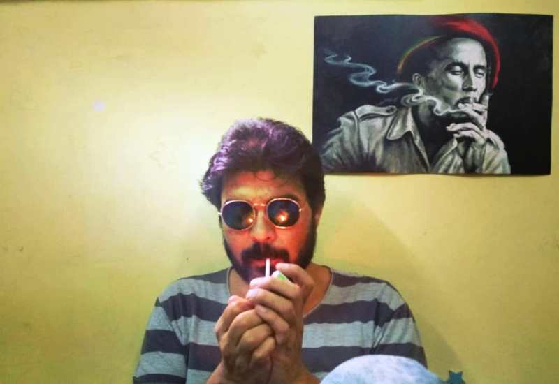 A photo of Jaihind taken while he was lighting a cigarette