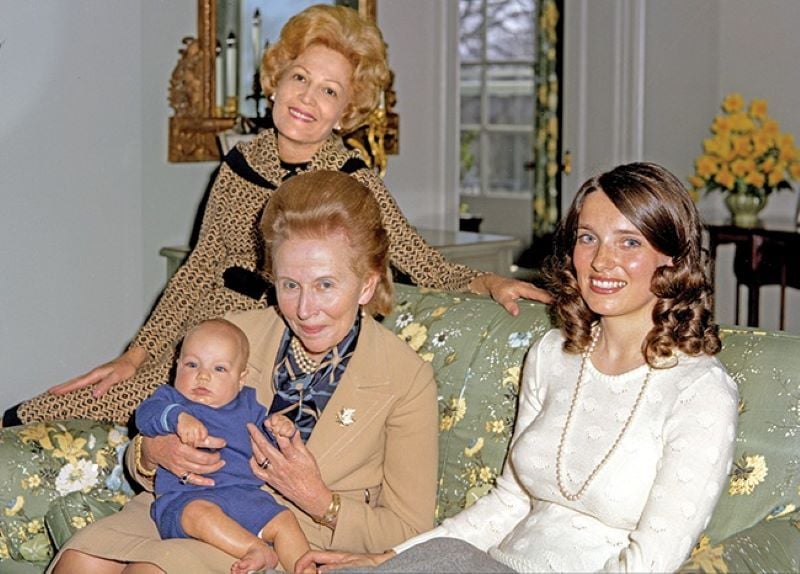 A photo of Justin Trudeau taken when he was four months old in the lap of Richard Nixon