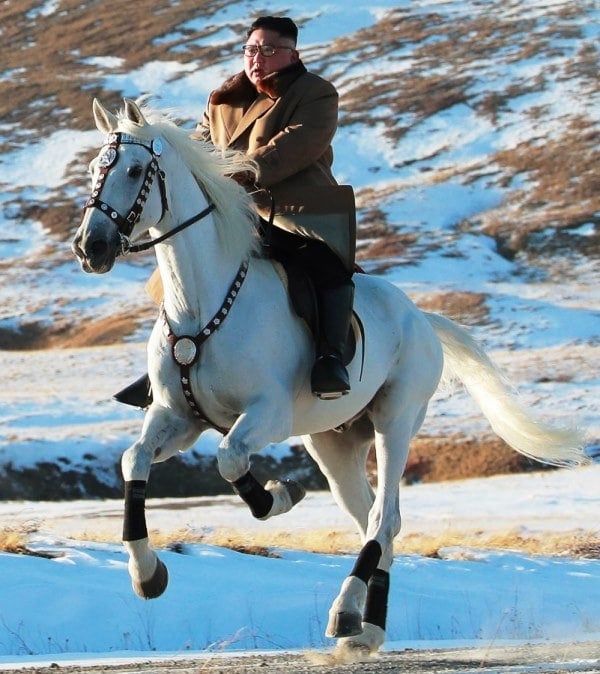A photo of Kim taken while he was riding a horse